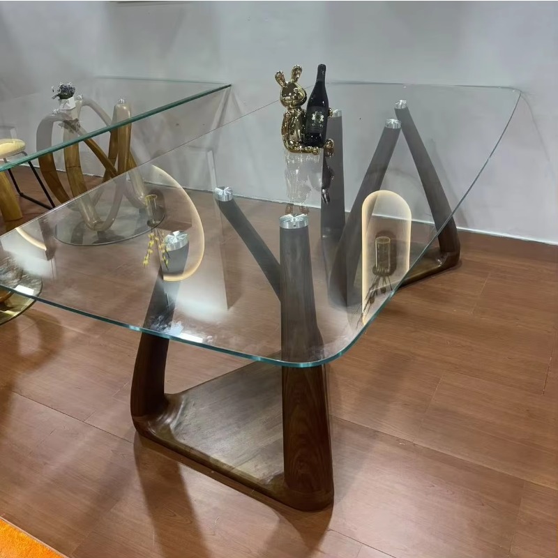 Wedding Solution - Moderne massief houten eettafelset glazen trouwstoel