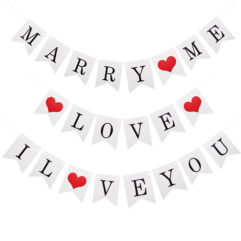 Wedding Supply Rentals - Bruiloft Marry Me Love Bunting Banner
