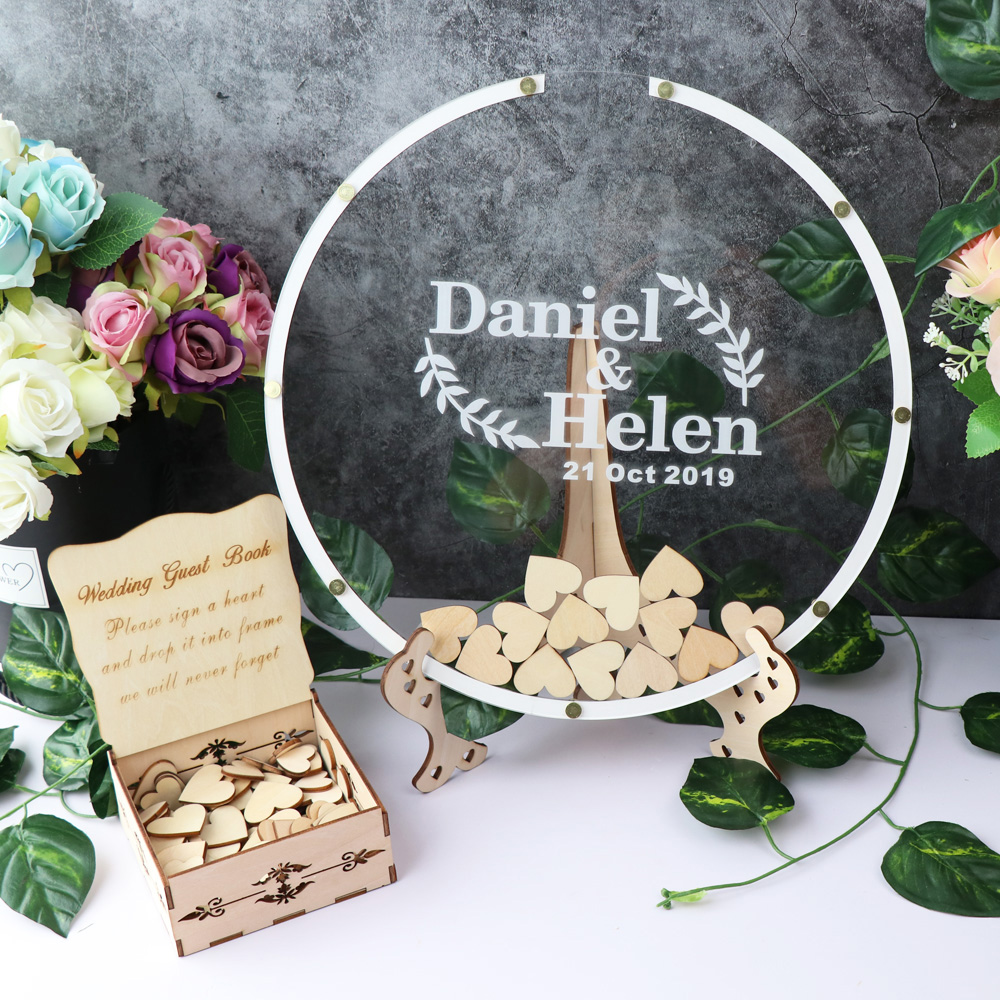 Personalized Guest Book - Gepersonaliseerde Acryl Ronde Huwelijk Gastenboek Alternatief,