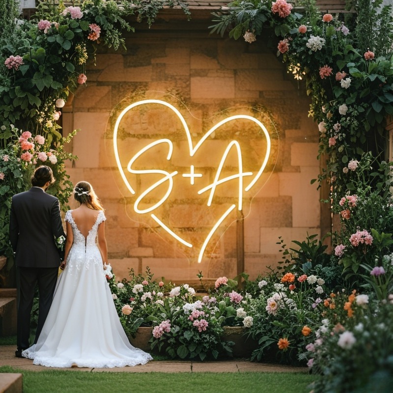 Wedding Led - Aangepaste initialen hart LED neon teken,