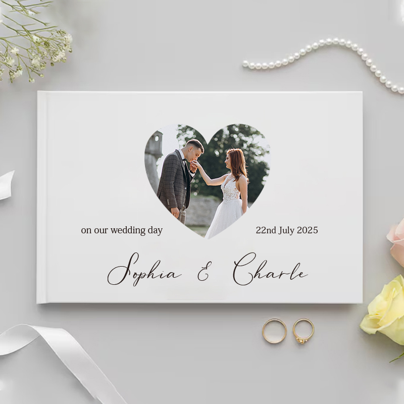 Personalized Guest Book - Gepersonaliseerd gastenboek voor huwelijkscadeau Wit nobel