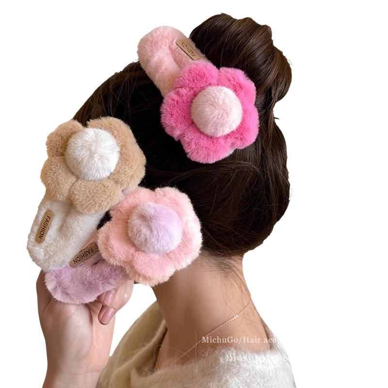 Wedding Solution - Pluche bloemenhaarspeld voor meisjes, schattige oplossing