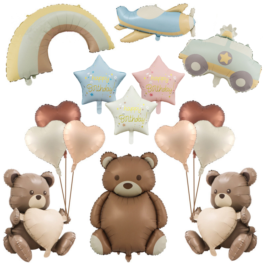 Confetti Balloon Set - Grote Matte Bruine Beer Folie Ballonnen