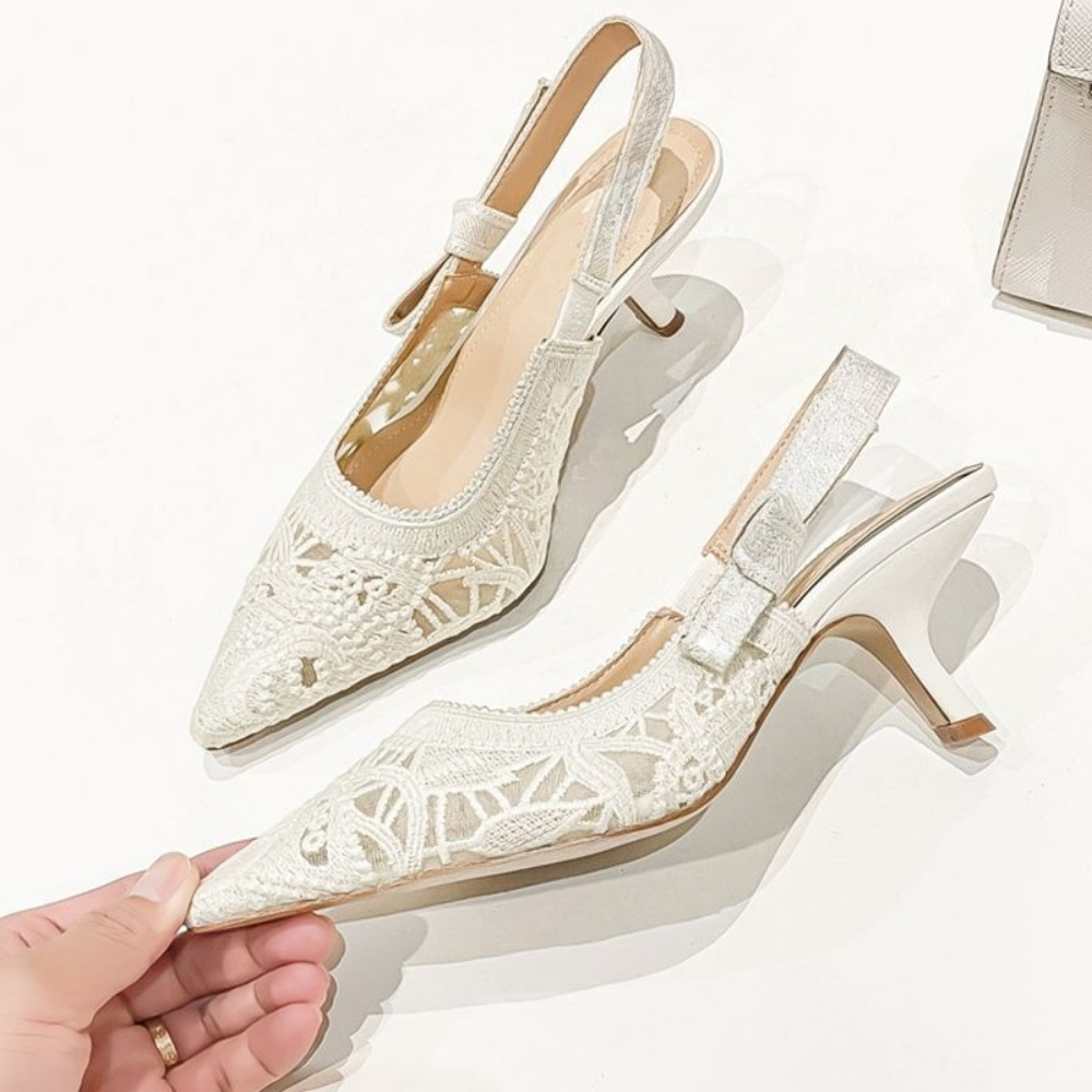 Wedding Fx - Echt leer hoge hak sandalen stof