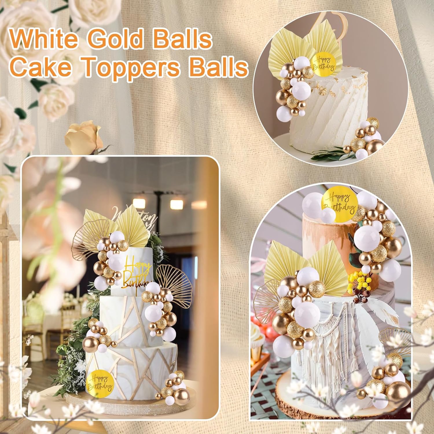 Witgouden ballen taarttoppers  - Confetti Balloon Set recensie en prijs