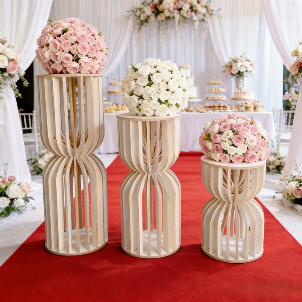 Houten Romeinse zuil bruidsblo - Wedding Supply Rentals recensie en prijs